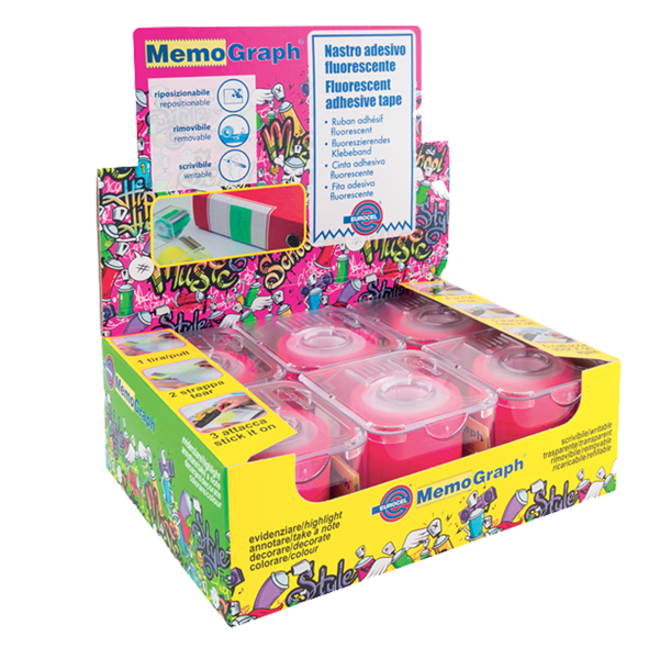 Nastro adesivo Memograph con dispenser - 50 mm x 10 m - rosa - Eurocel