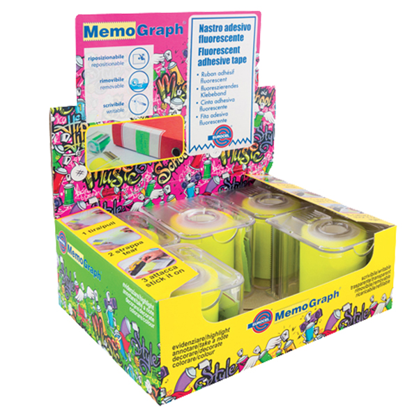 Nastro adesivo Memograph con dispenser - 50 mm x 10 m - giallo - Eurocel