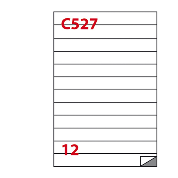Etichetta adesiva C527 - permanente - 210x24,75 mm - 12 etichette per foglio - bianco - Markin - scatola 100 fogli A4