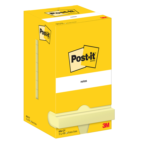 Blocco foglietti - 654 - 76 x 76 mm - giallo Canary - 100 fogli - Post it