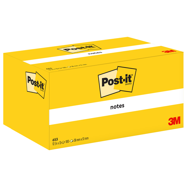 Blocco foglietti - 653 - 38 x 51 mm - giallo Canary - 100 fogli - Post it