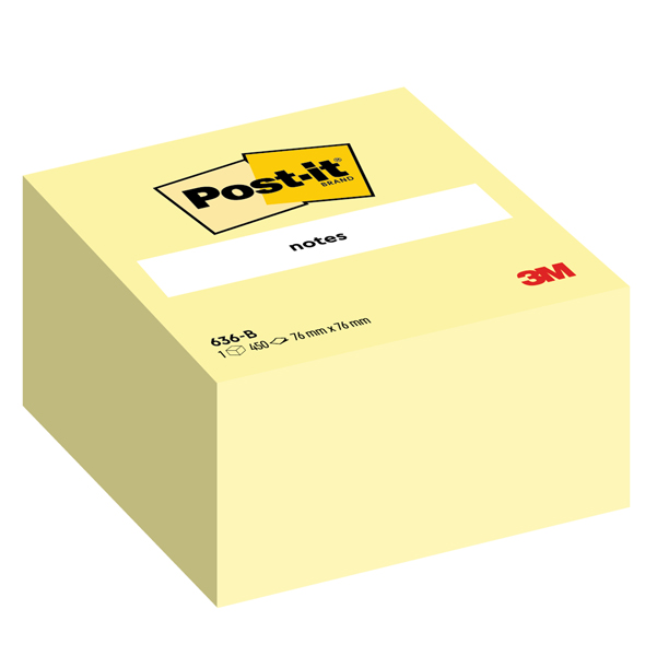 Blocco foglietti Cubo - 636-B - 76 x 76 mm - giallo Canary - 450 fogli - Post it