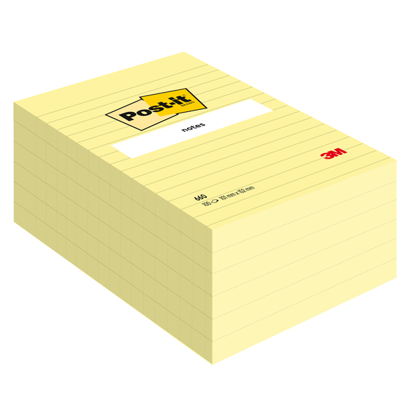 Blocco foglietti - 660 - a righe - 102 x 152 mm - giallo Canary - 100 fogli - Post it