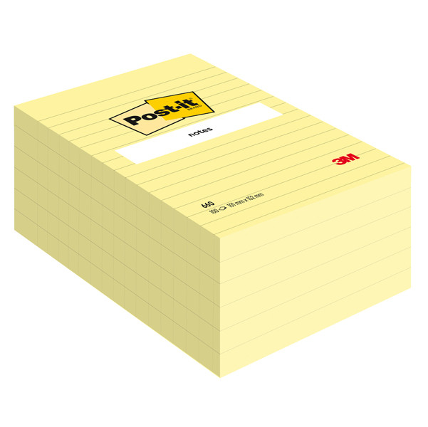 Blocco foglietti - 660 - a righe - 102 x 152 mm - giallo Canary - 100 fogli - Post-it