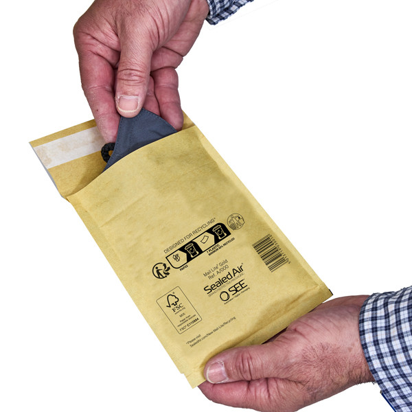 Busta imbottita Mail Lite Gold - F (22 x 33 cm) - avana - Sealed Air - conf. 10 pezzi