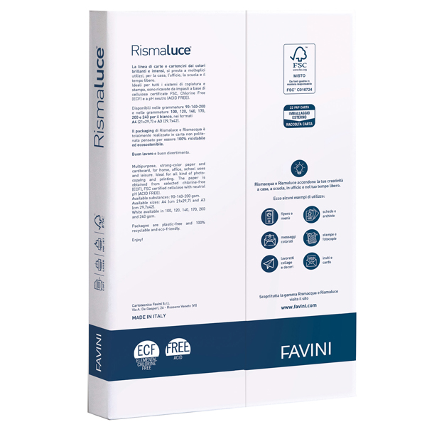 Carta Rismaluce - A4 - 140 gr - bianco - Favini - conf. 200 fogli