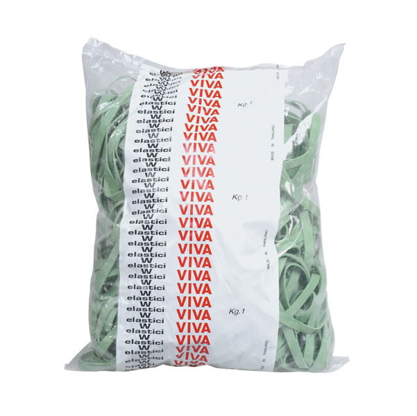 Elastico fettuccia - D 12 cm x8 mm - verde - Viva - sacco da 1 kg