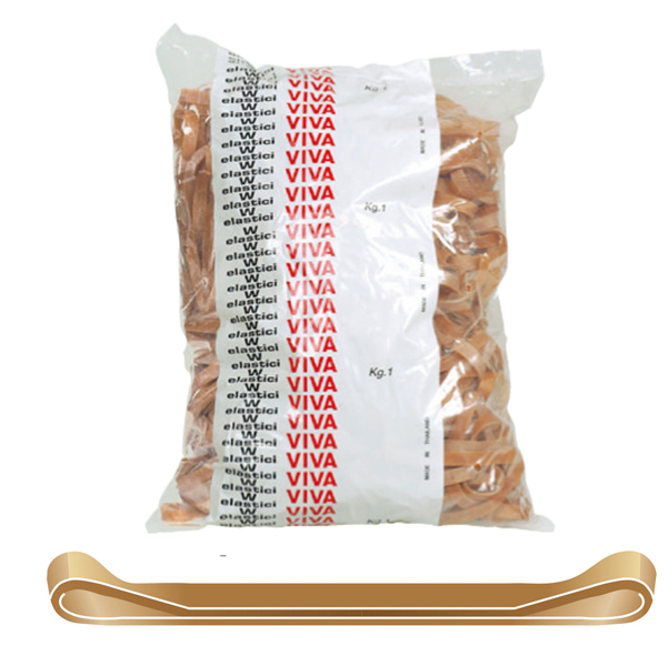 Elastico fettuccia - caucciU' - D 10 cm x 5 mm - avana - Viva - sacco da 1 kg