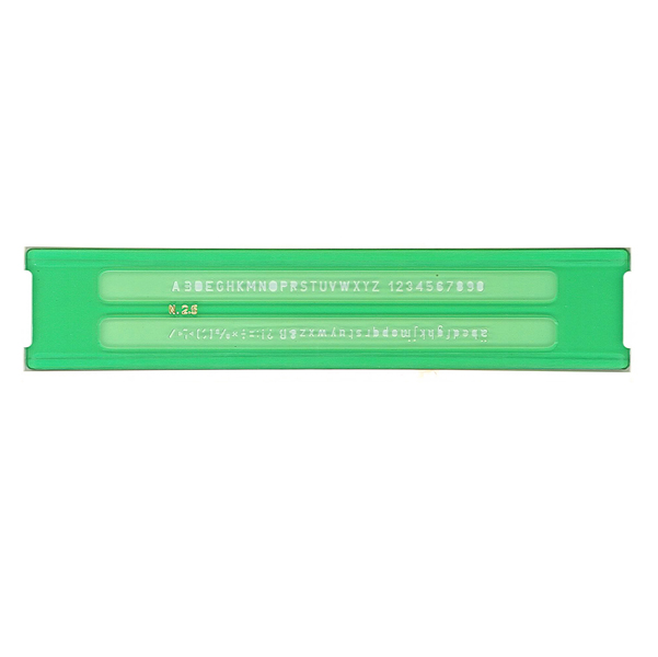 Normografo lettere e cifre Uni - 2,5mm - verde - Arda