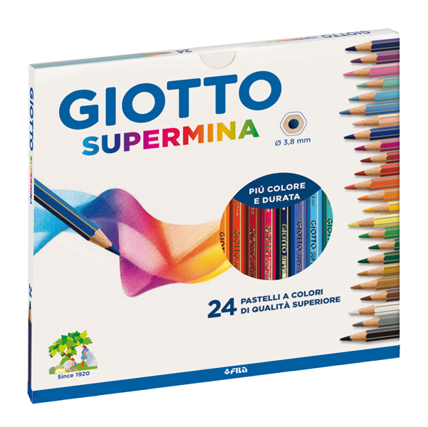 Pastello Supermina - mina 3,8 mm - colori assortiti - Giotto - astuccio 24 pezzi