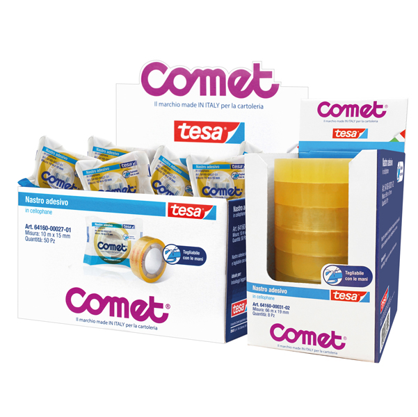 Nastro adesivo - 10 mt x 15 mm - cellophane - trasparente - Comet