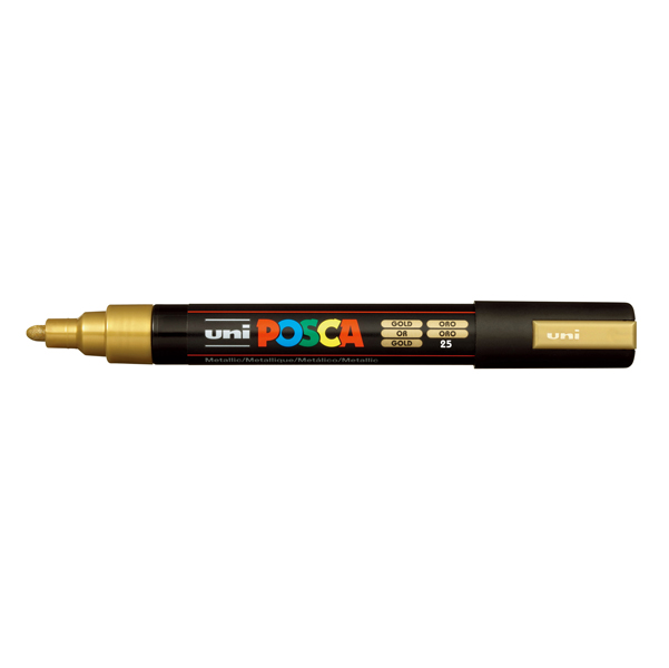 Marcatore a base d'acqua Uni Posca PC5M - punta tonda media da 1,8mm a 2,5mm - oro - Uni Mitsubishi