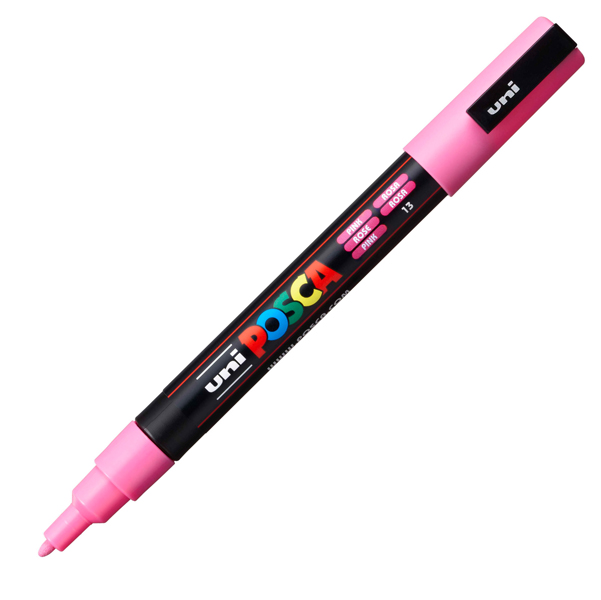 Marcatore a base d'acqua Uni Posca PC3M - punta fine da 0,9mm a 1,3mm - rosa - Uni Mitsubishi