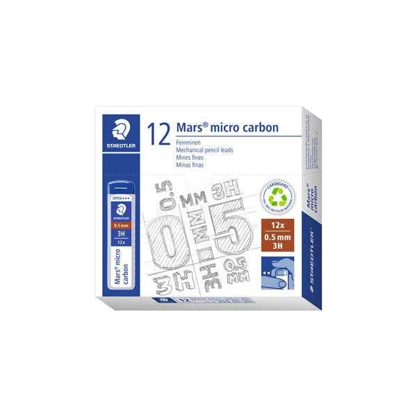 Astuccio 12 Mine Mars Micro - mina 0,5mm - gradazione 3H - Staedtler - conf. 12 astucci