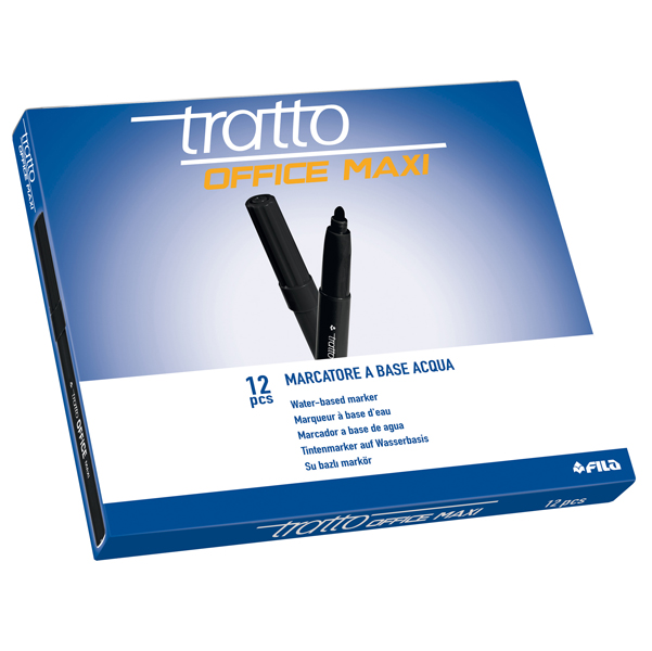 Pennarelli Office punta feltro - punta maxi - tratto 0,80-2,00mm - nero - Tratto - conf. 12 pezzi