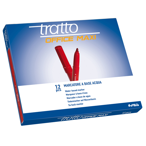 Pennarelli Office punta feltro - punta maxi - tratto 0,80-2,00mm - rosso - Tratto - conf. 12 pezzi
