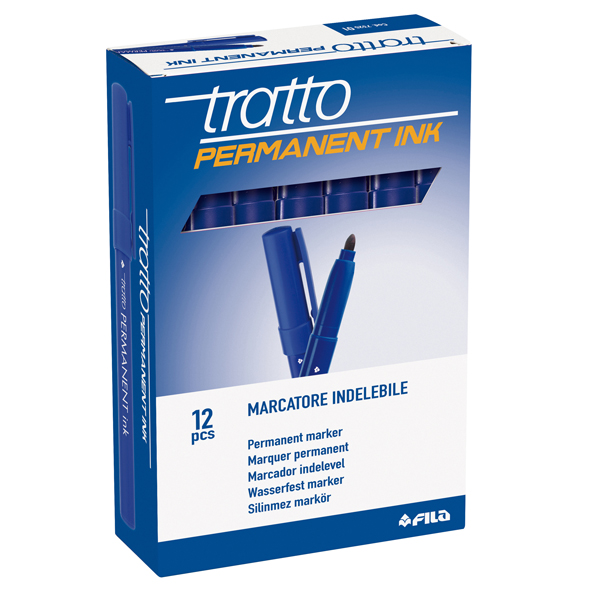 Marcatore Tratto Permanent Ink - punta tonda 2,00mm - blu - Tratto - conf. 12 pezzi