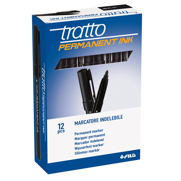 Marcatore Tratto Permanent Ink - punta tonda 2,00mm - nero - Tratto - conf. 12 pezzi