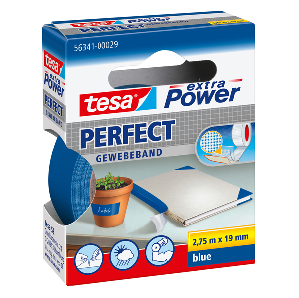 Nastro adesivo telato XP Perfect - 19 mm x 2,7 m - blu -Tesa