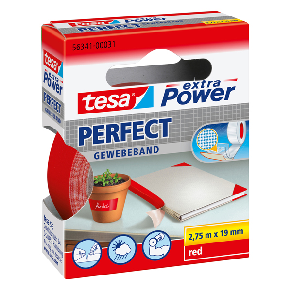 Nastro adesivo telato XP Perfect - 19 mm x 2,7 m - rosso - Tesa