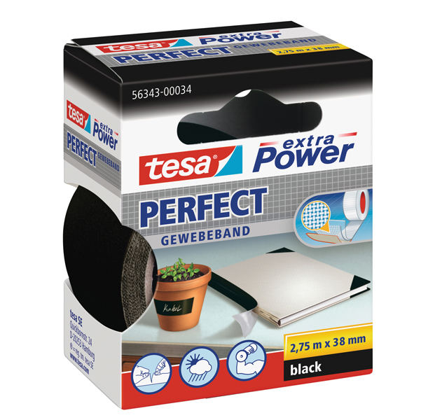 Nastro adesivo telato XP Perfect - 38 mm x 2,7 m - nero -Tesa