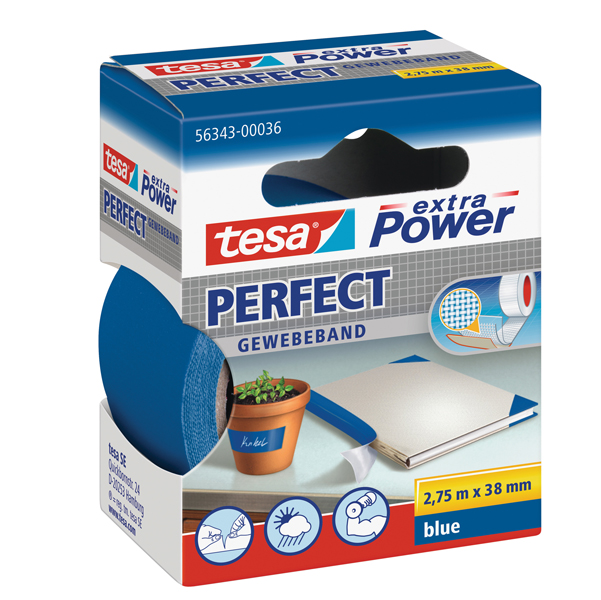 Nastro adesivo telato XP Perfect - 38 mm x 2,7 m - blu -Tesa