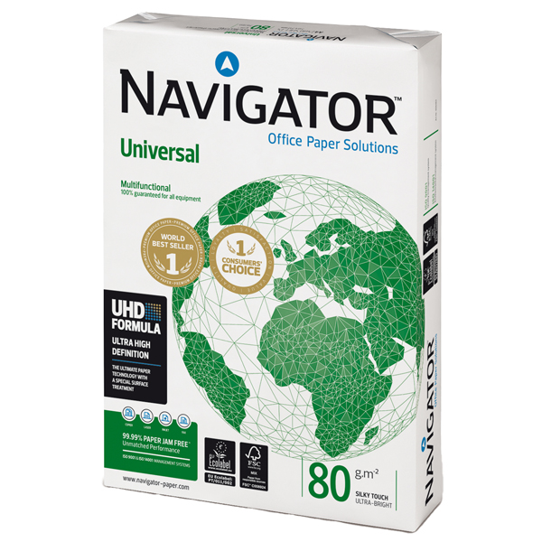 Carta Universal - A4 - 80 gr - bianco - Navigator - conf. 500 fogli (ordine drop max 25 risme)