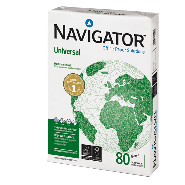 Carta bianca Navigator Universal - A4 - 80 gr - bianco -  risma 500 fogli - in mini pallet da 50 risme