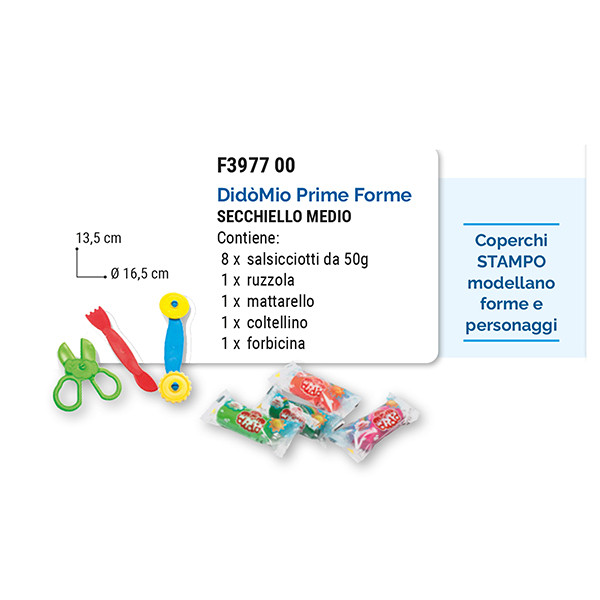 Pasta modellabile DiD&ograve; medio - DiD&ograve; - secchiello 8 salsicciotti con attrezzi