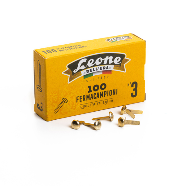 Fermacampioni ottonati - lunghezza 17 mm - n. 3 - Leone - conf. 100 pezzi