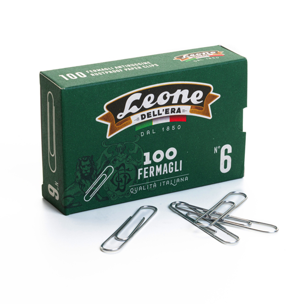 Fermagli zincati - lunghezza 58 mm - n. 6 - Leone - conf. 100 pezzi