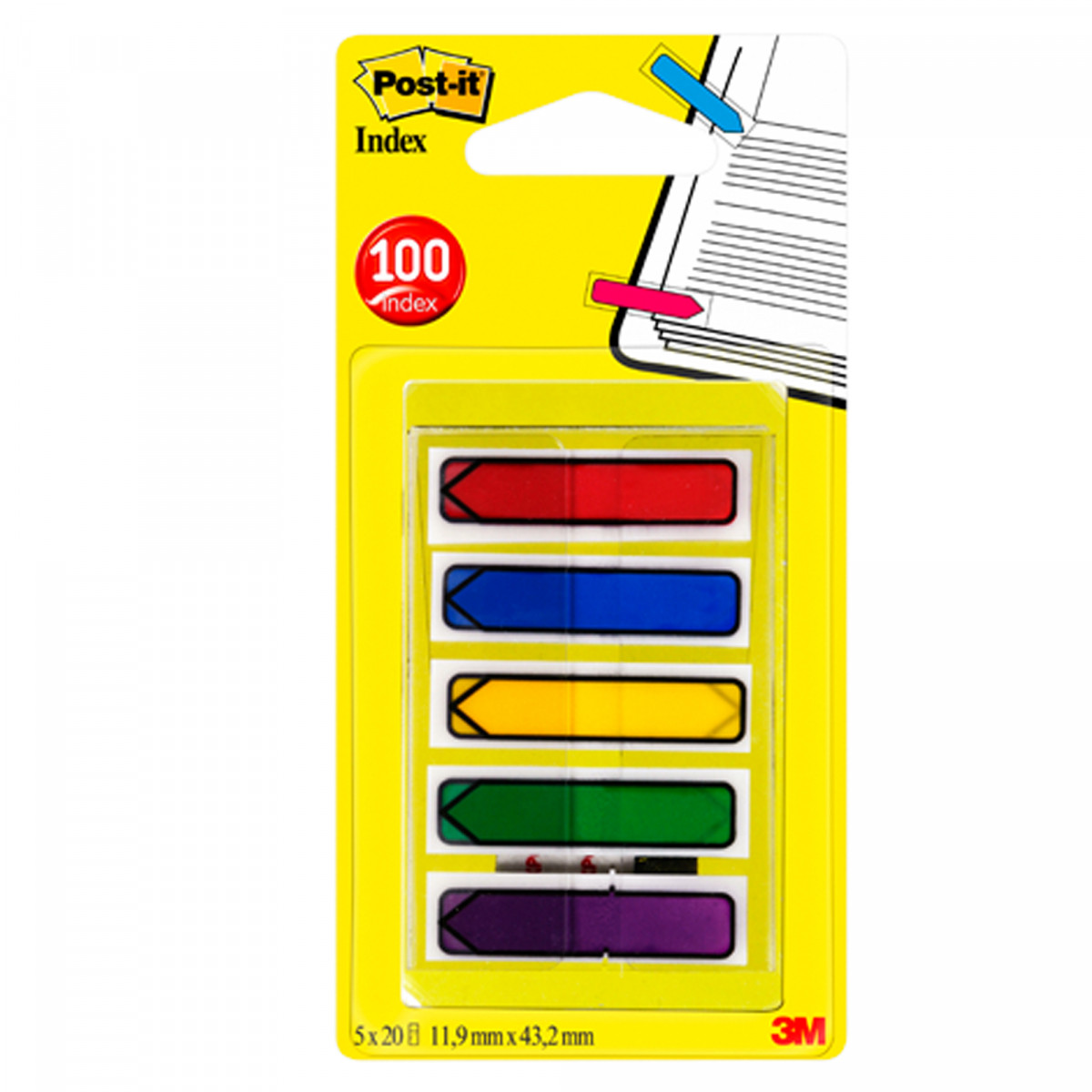Segnapagina Post-it Index Mini Freccia - 684-4ARR1EU - 12 x 43,2 mm - 5 colori classici - Post-it - conf. 100 pezzi