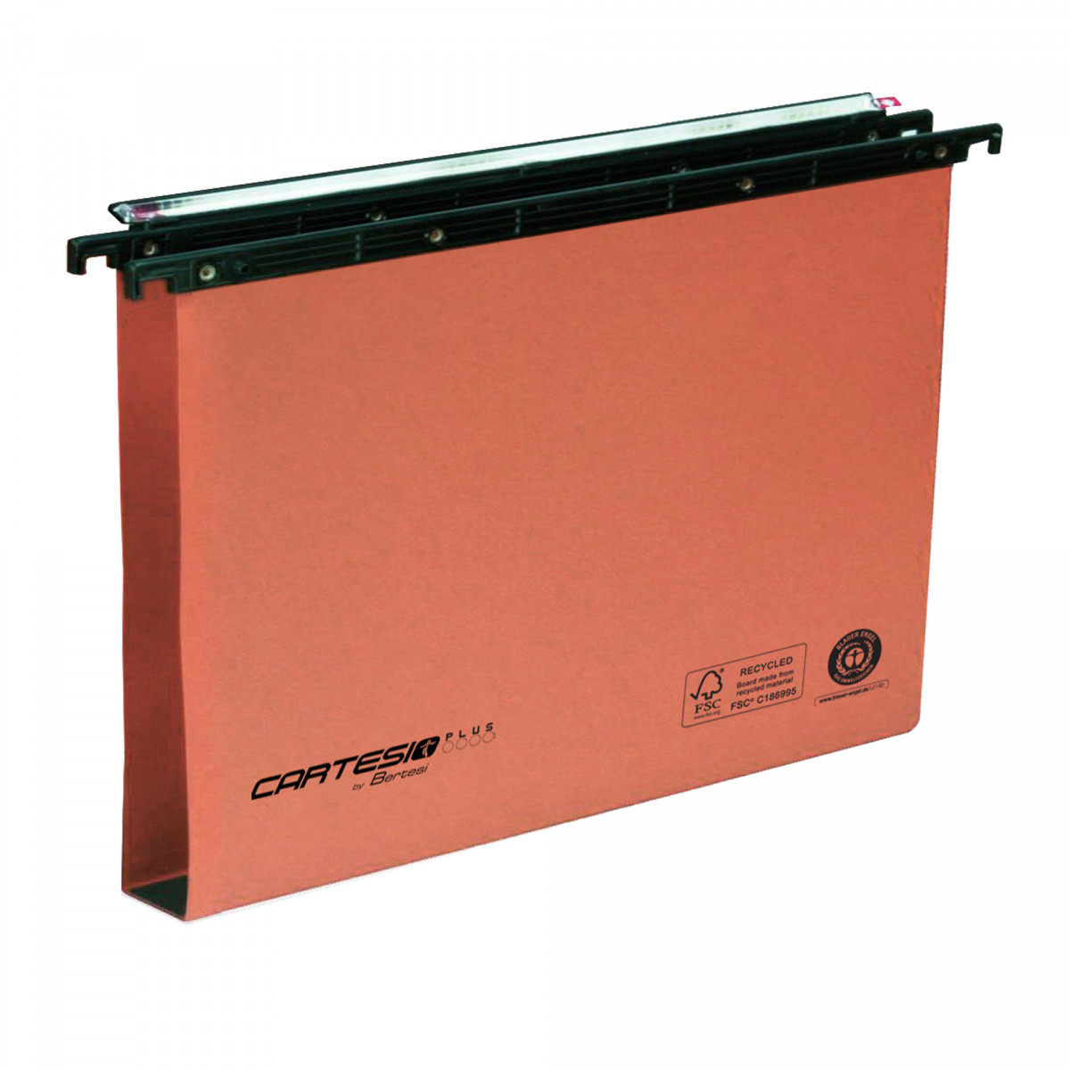 Cartella sospesa Cartesio Plus - cassetto - interasse 39 cm - fondo U - 37 x 25 cm -  arancio - Bertesi