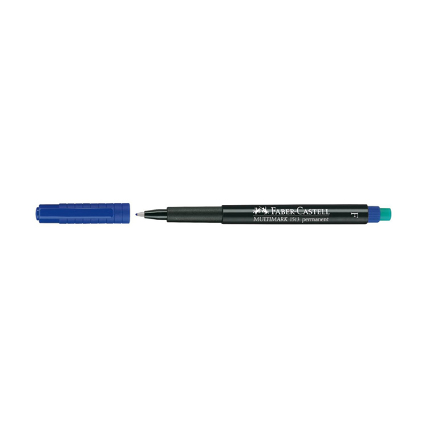 Pennarello Multimark universale permanente con gomma - punta fine 0,6mm - blu - Faber Castell