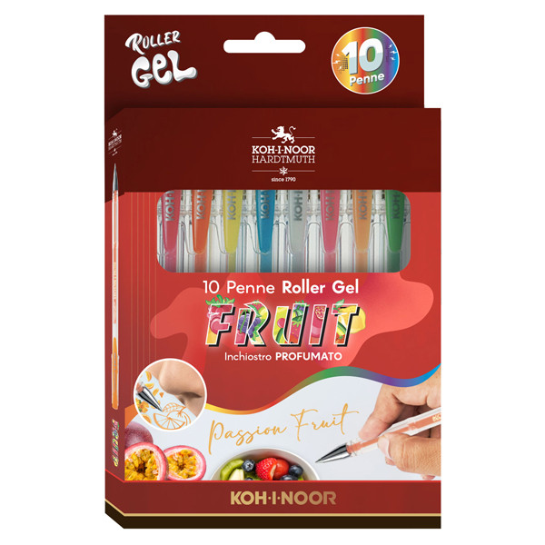 Roller gel colorati - colori fruit - Koh.I.Noor - astuccio 10 roller