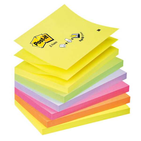 Blocco Post it Super Sticky Z Notes - R350NR - 76 x 127 mm - assortiti neon - 100 fogli - Post it