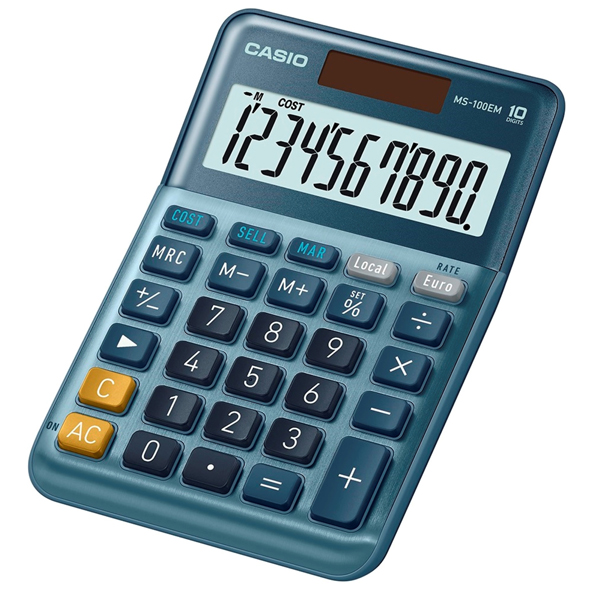 Calcolatrice da tavolo MS-100EM - 10 cifre - blu - Casio