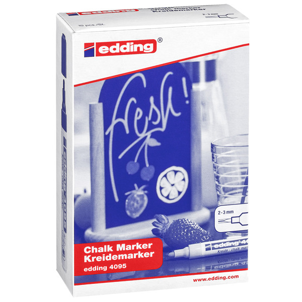 Marcatore a gesso liquido 4095 - punta tonda - da 2 a 3mm - bianco - Edding