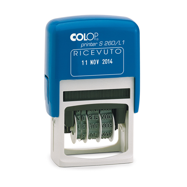 Timbro S260/L1 Datario + RICEVUTO - 4 mm - autoinchiostrante - bicolore - Colop