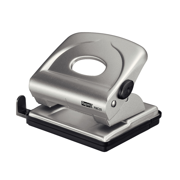 Perforatore FMC25+ - massimo 30 fogli - 2 fori - passo 8 cm - argento - Rapid