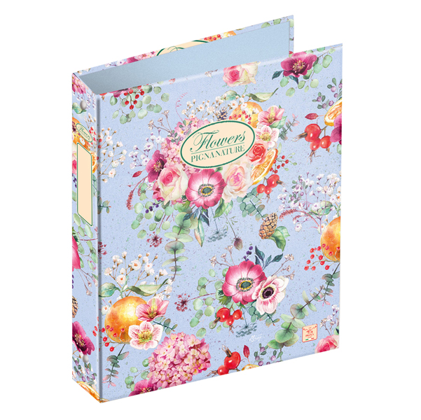 Raccoglitore Nature Flowers - A4 - 27x32cm - 4anelli - dorso 4cm - Pigna