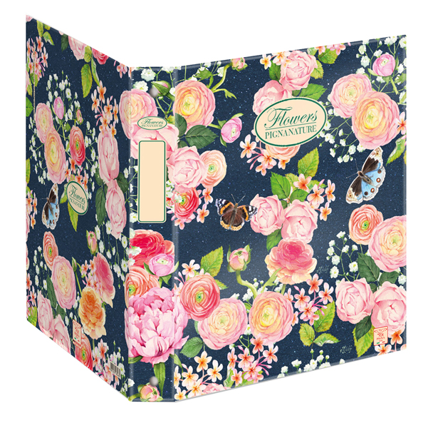 Raccoglitore Nature Flowers - A4 - 27x32cm - 4anelli - dorso 4cm - Pigna