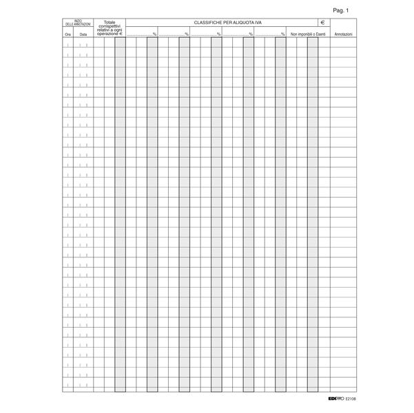 Registro Iva corrispettivi per mancato funzionamento registro cassa - 31 x 24,5cm - 46pg - pagine numerate - Edipro