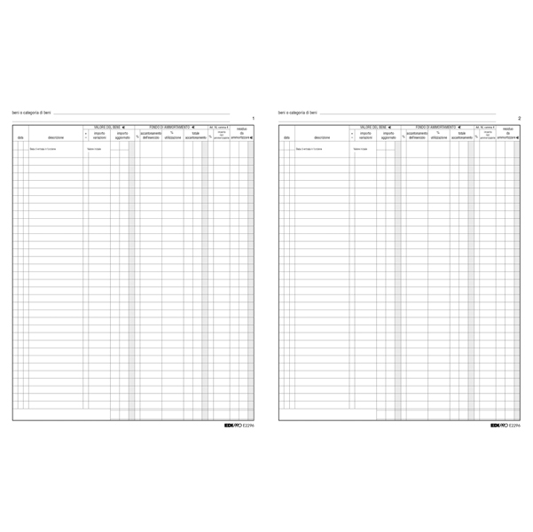 Registro cespiti ammortizzabili - 31 x 24,5cm - 47pg - numerate - Edipro
