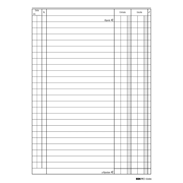 Registro cassa entrate/uscite - 24 x 17cm - 100 fogli - Edipro