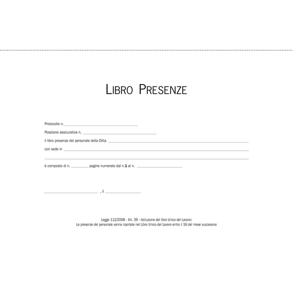 Blocco presenze mensili - 21 x 30cm - 50/50 fogli autoricalcanti - Edipro