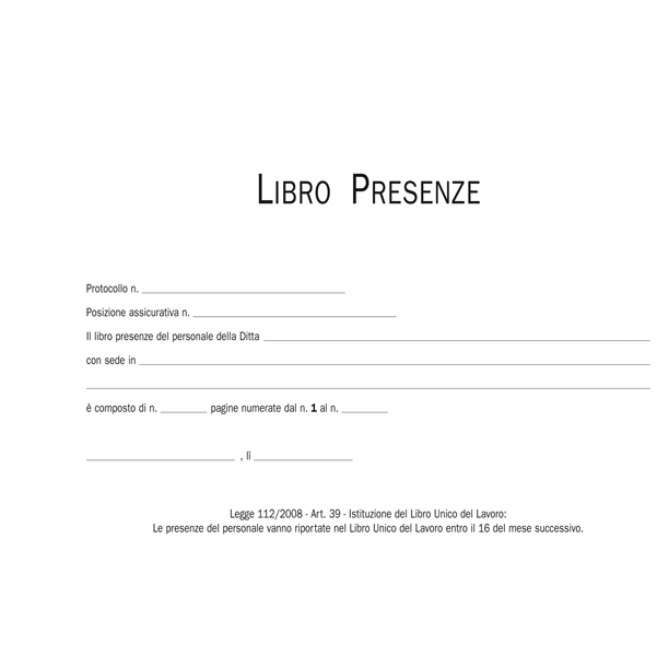 Blocco presenze - 15 x 23cm - 50/50 fogli autoricalcanti - Edipro