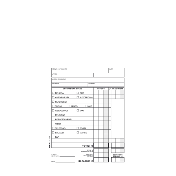 Blocco buste nota spese - 28 x 15cm - Edipro - conf. 25 buste