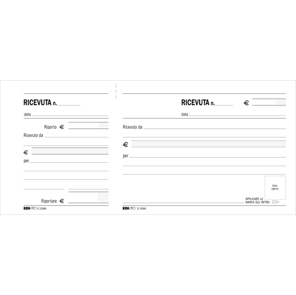 Blocco ricevute generiche - uso mano - 11 x 21cm - 100 fogli - Edipro