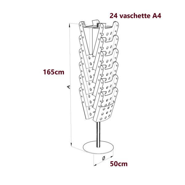 Portariviste girevole da terra Carousel Stacker - 24 vaschette A4 - Tecnostyl